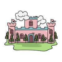 palace, cloud with tree spruce  illustration vector