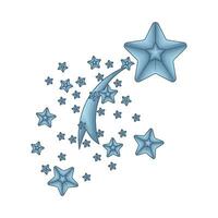 blue shooting star with blue star illustration vector