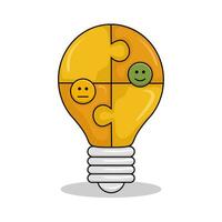 realimentación emoji en lámpara bulbo ilustración vector