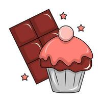 candy with cupcake illustration vector