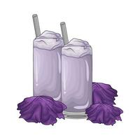 taro drink with taro  purple sweet potato illustration vector