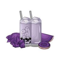 taro drink with taro  purple sweet potato illustration vector