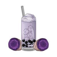 taro drink with taro  purple sweet potato illustration vector