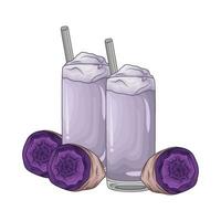 taro drink with taro  purple sweet potato illustration vector