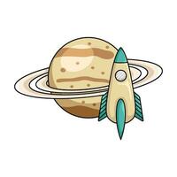 rocket with planet illustration vector