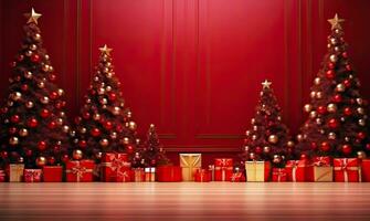 decoración y celebracion con Navidad arboles y regalos ai generativo foto