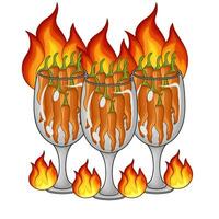 hot chili in glass drink with  hot fire illustration vector