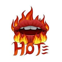hot fire with mouth illustration vector