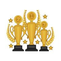 trophy gold winner , star with wheat gold illustration vector