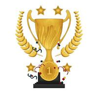 trophy gold winner , star with wheat gold illustration vector