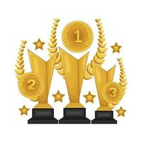trophy gold winner , star with wheat gold illustration vector