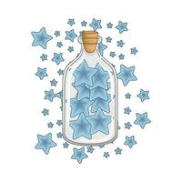 star blue in bottle glass with star blue  illustration vector