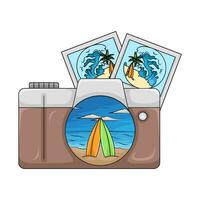 beach picture with camera photo illustration vector