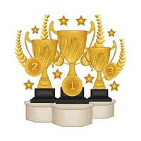 trophy gold winner , star with wheat gold illustration vector