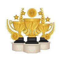 trophy gold winner , star with wheat gold illustration vector