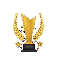 trophy gold winner , star with wheat gold illustration vector