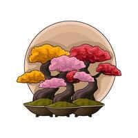 bonsai flower illustartion vector