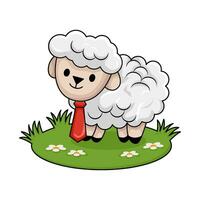 sheep in garden illustration vector