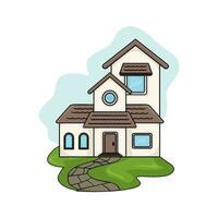 house with garden  illustration vector