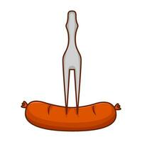 sausage in fork illustration vector