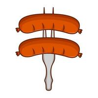 sausage in fork illustration vector