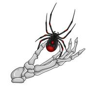 rojo araña en mano hueso ilustración vector