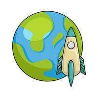 rocket with  earth illustration vector