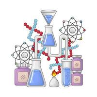 chemistry with bunsen burner illustration vector