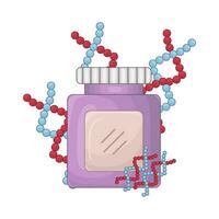 laboratory jar with molecule illustration vector