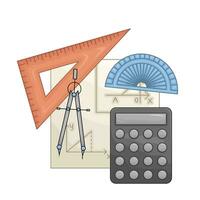 ruler , period, calculator with paper geometry illustration vector