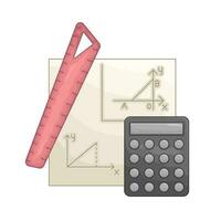 ruler with calculator  illustration vector