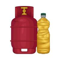 lpg with cooking oil bottle   illustration vector