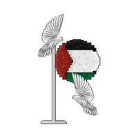 flag palestine with bird illustration vector