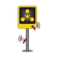 radioactive in caution board illustration vector