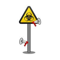 radioactive in caution board illustration vector