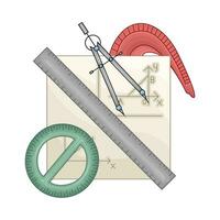 ruler with period in paper geometry  illustration vector