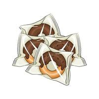 donut in plastic packaging illustration vector