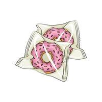 donut in plastic packaging illustration vector