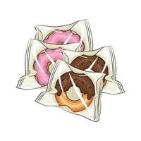 donut in plastic packaging illustration vector