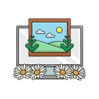 picture in frame with in computer  illustration vector