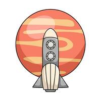 planet with rocket illustration vector