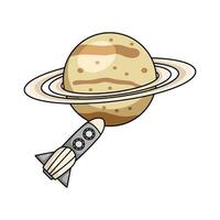 planet with rocket illustration vector