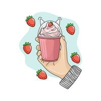 ice cream Srrawbery illustration vector