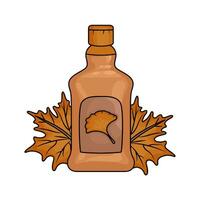 autumn drink with autumn leaf illustration vector