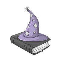 spooky hat in  magic book illustration vector