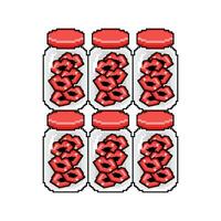 pixel lips in jar  illustration vector