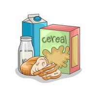 cereal caja con trigo un pan ilustración vector