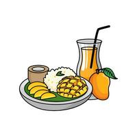 mango fruta, jugo mango con mango comida ilustración vector