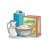 cereal box with milk illstration vector