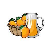 mango fruit with mango juice illustration vector